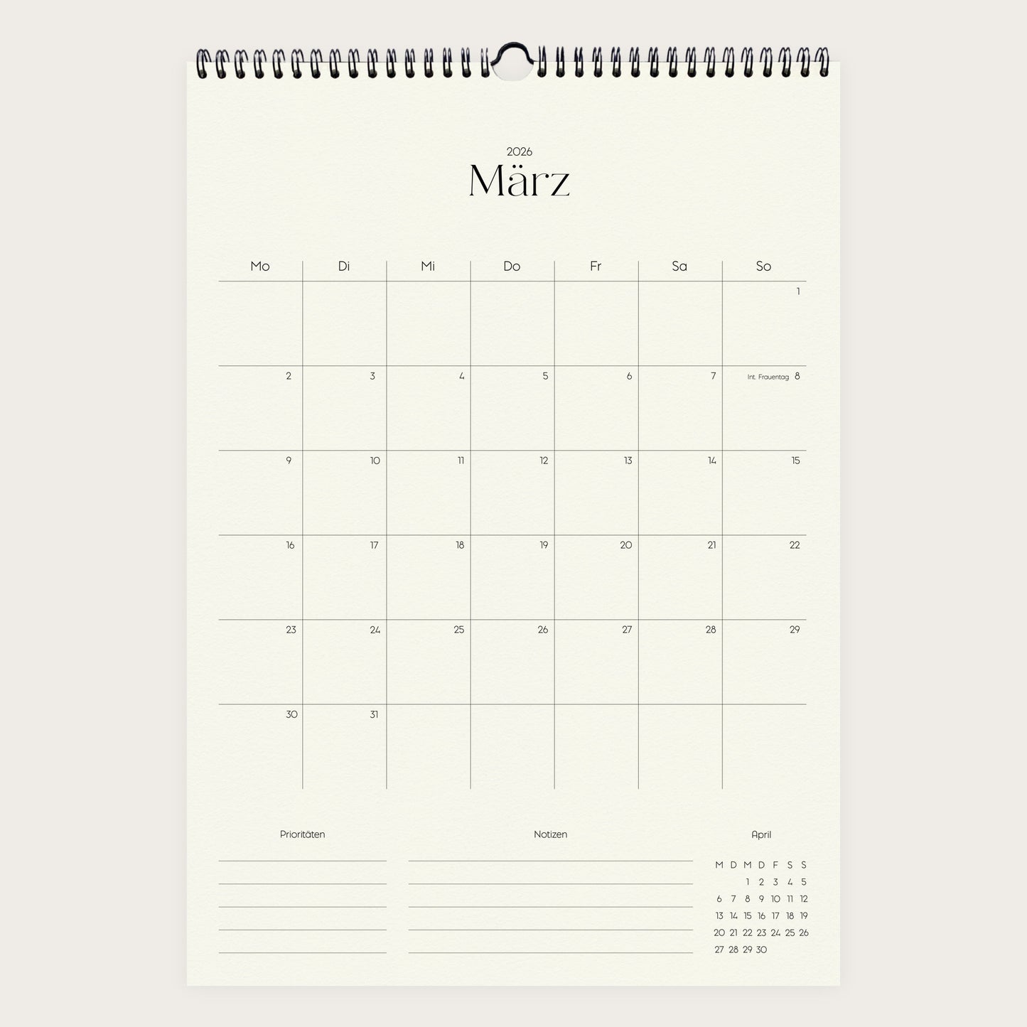Wandkalender A3 2026 | Grid