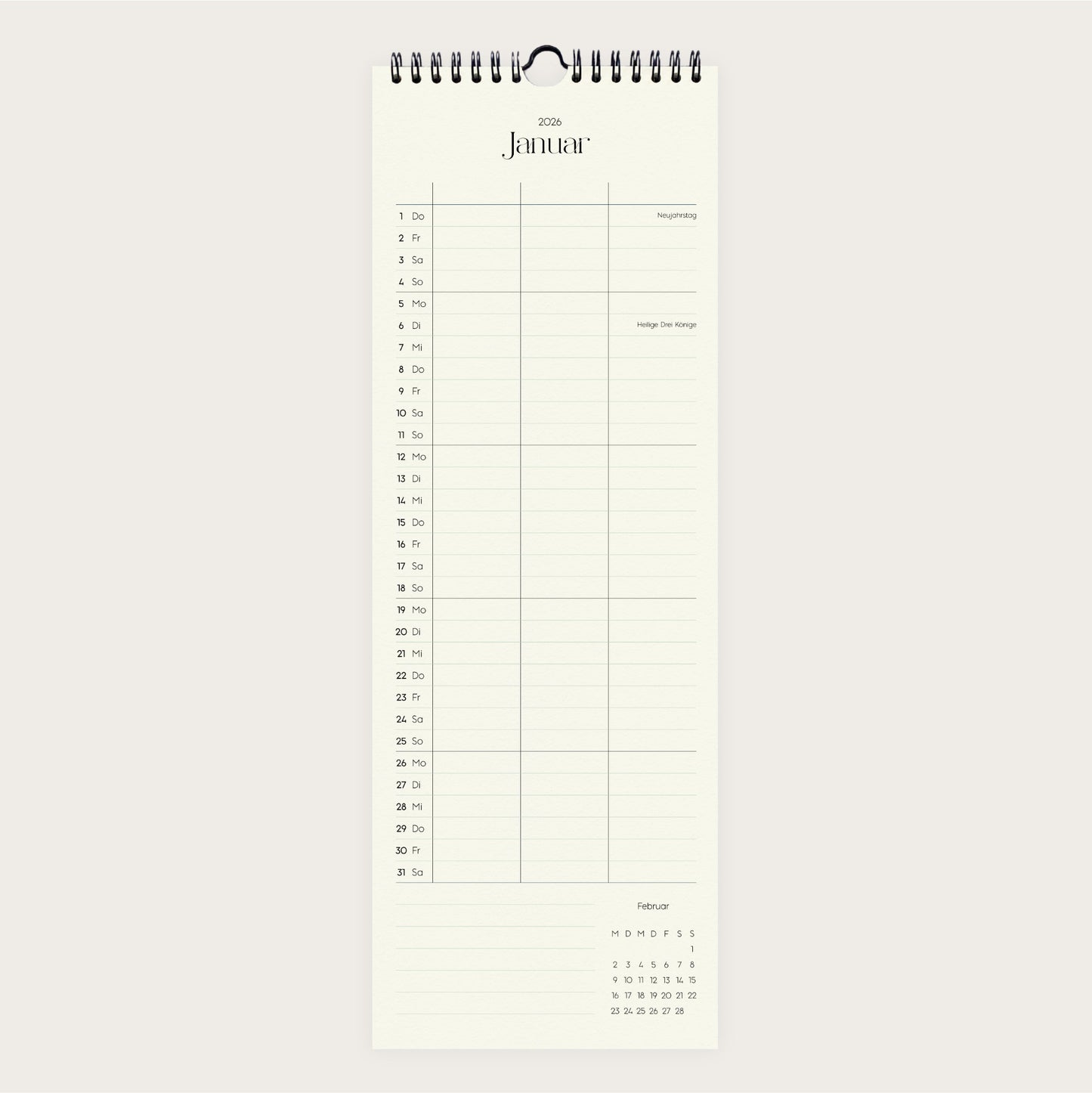 Wandkalender 1/2 A3 2026 | Columns