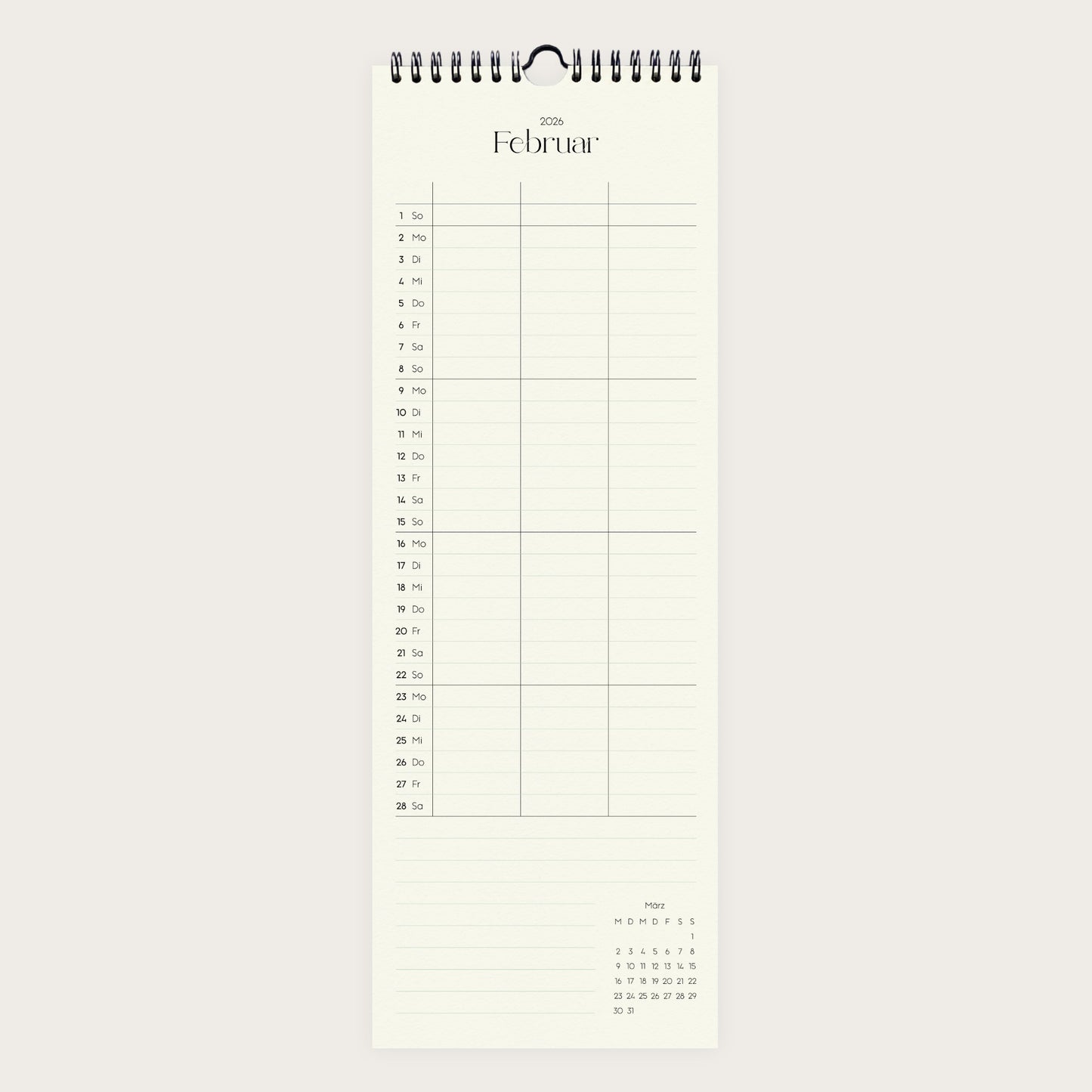 Wandkalender 1/2 A3 2026 | Columns