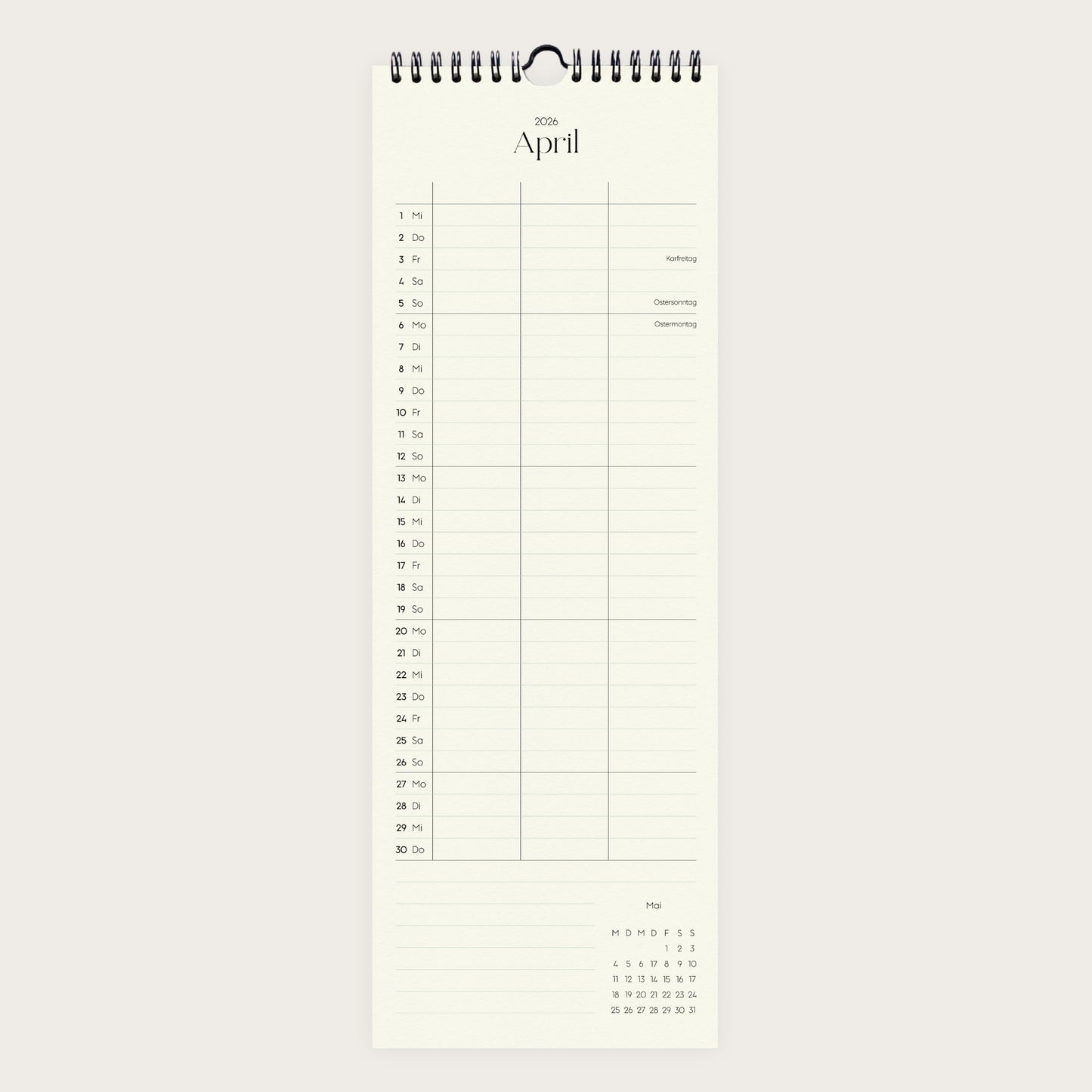 Wandkalender 1/2 A3 2026 | Columns