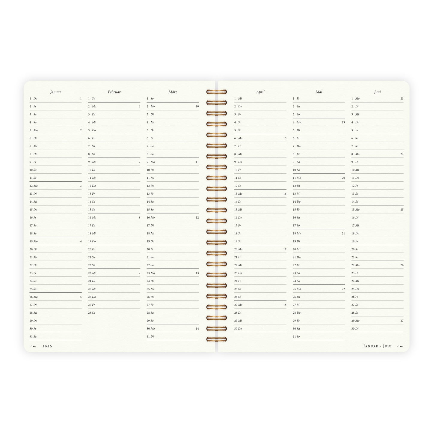 Kalender A5 2026 | Hellgrau