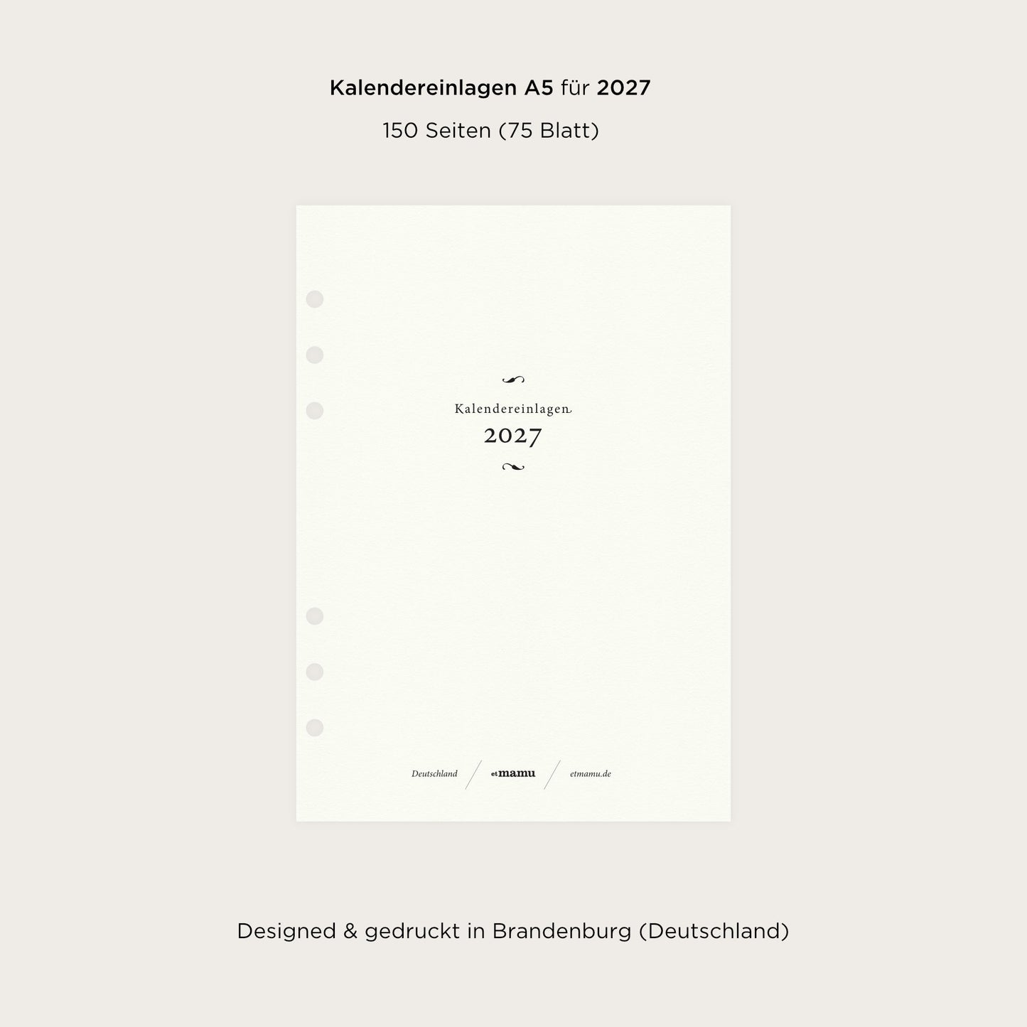 Kalendereinlagen A5 | 2027 Horizontal Punktraster
