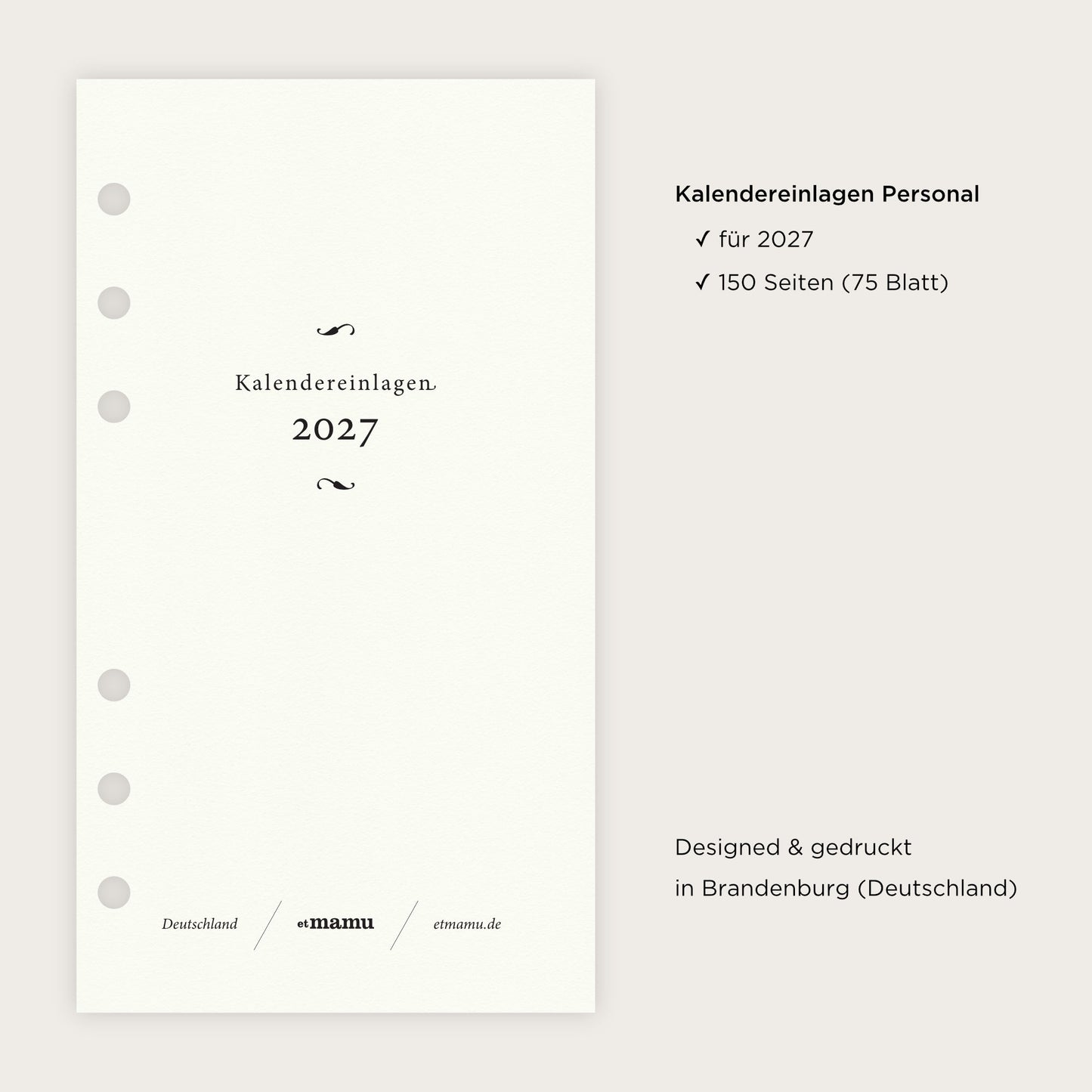 Kalendereinlagen Personal | 2027 Linien
