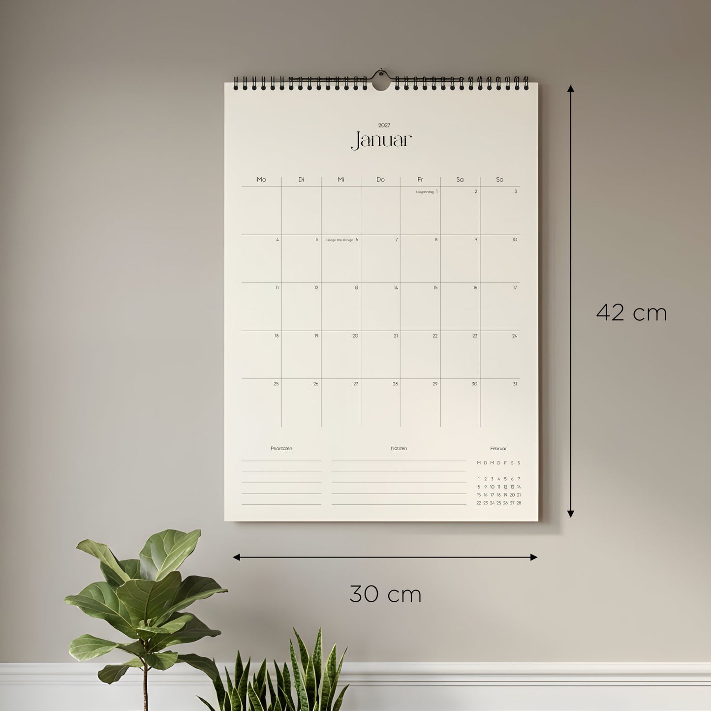 Wandkalender A3 2027 | Grid