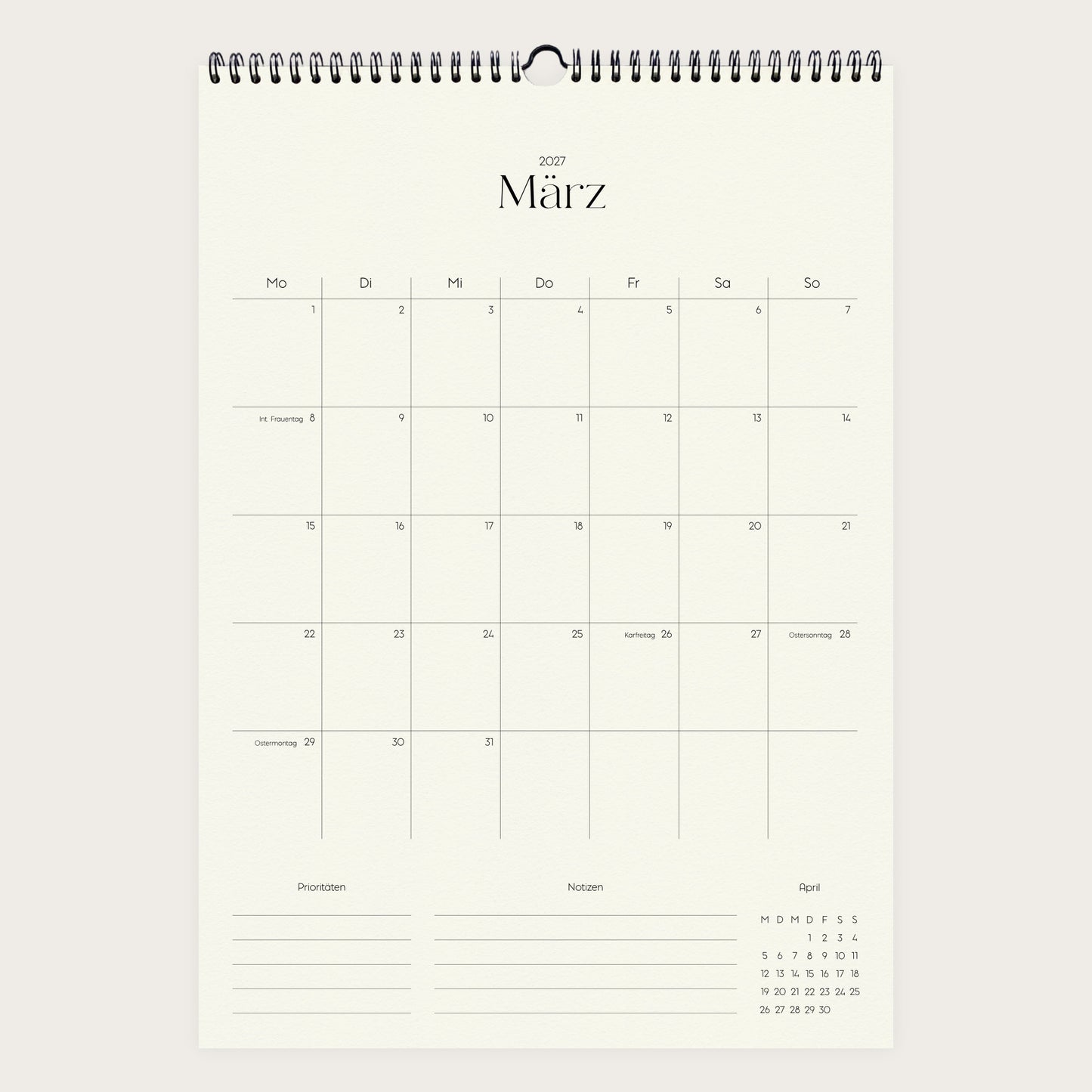 Wandkalender A3 2027 | Grid