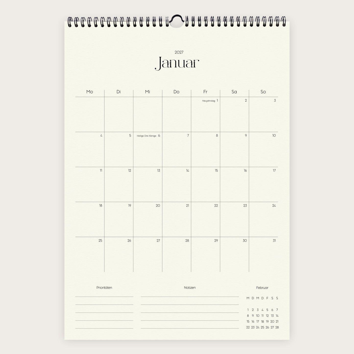 Wandkalender A3 2027 | Grid