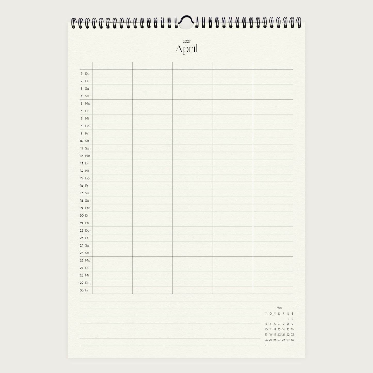 Wandkalender A3 2027 | Columns