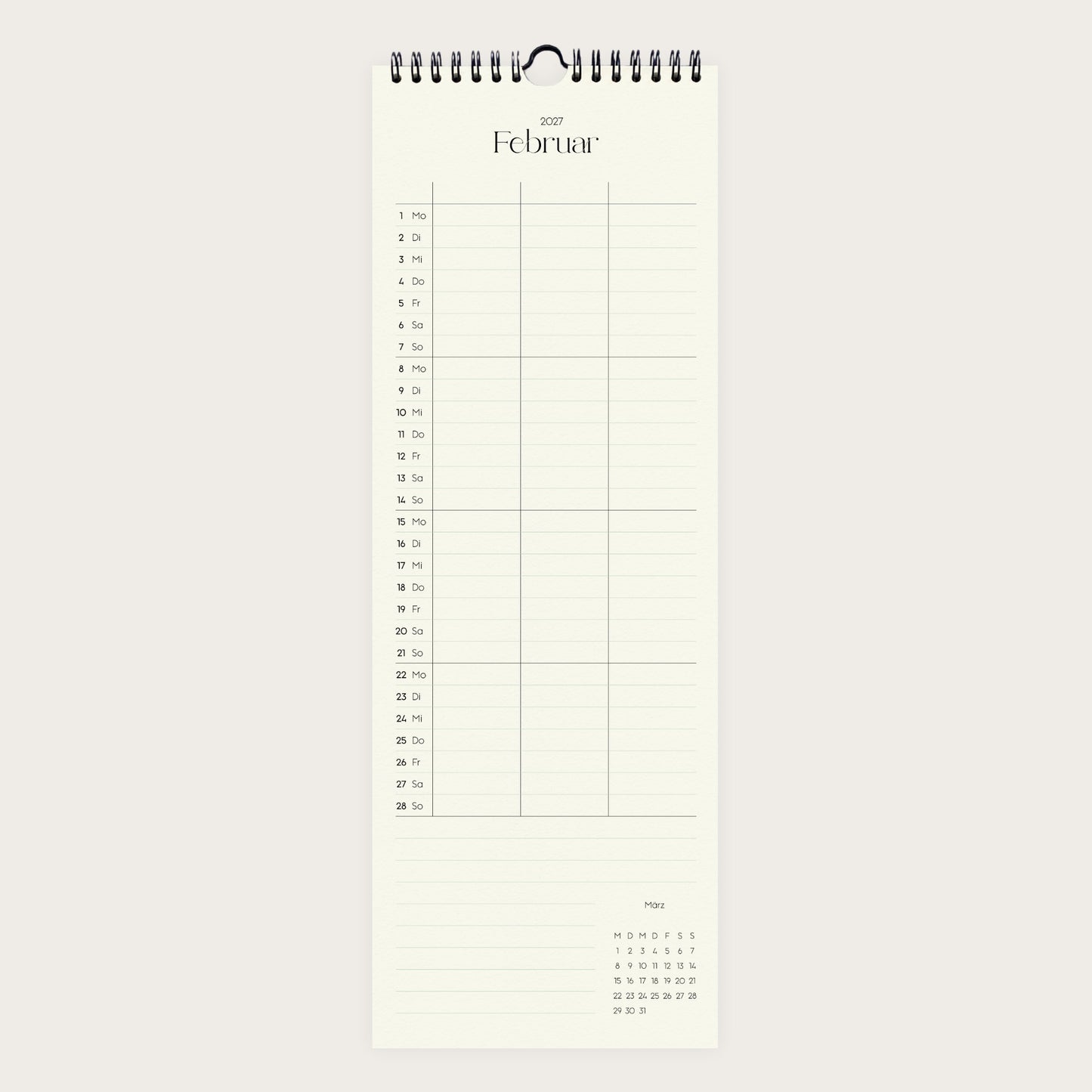 Wandkalender 1/2 A3 2027 | Columns