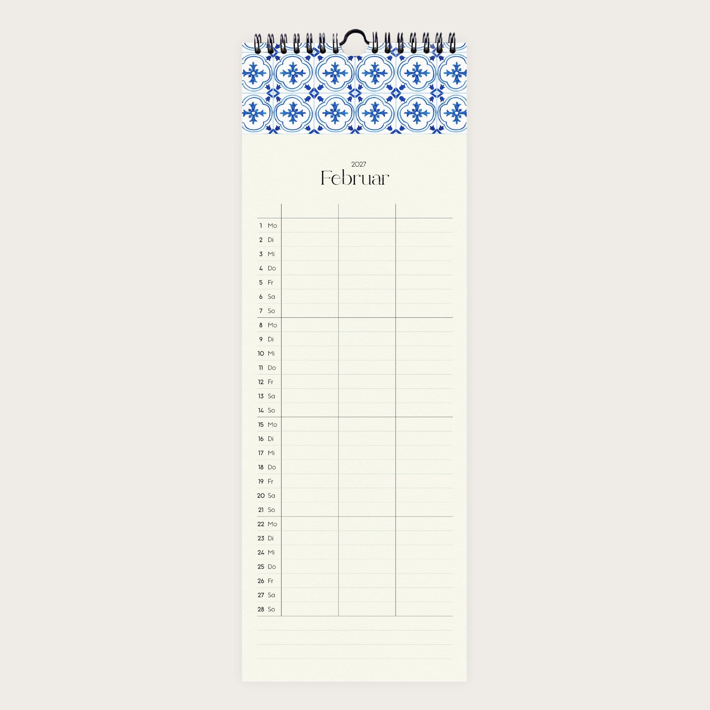 Wandkalender 1/2 A3 2027 | Artisan Tiles