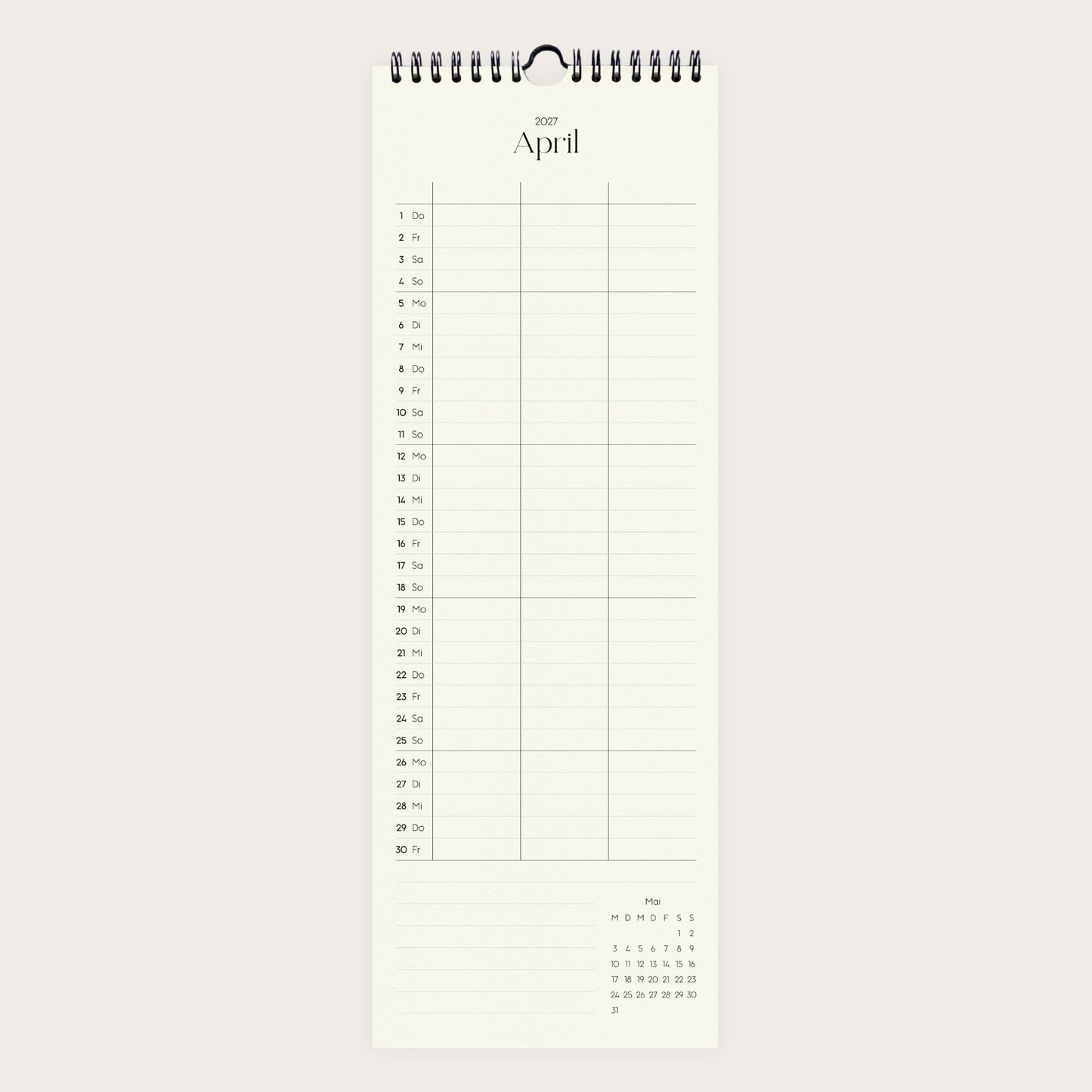Wandkalender 1/2 A3 2027 | Columns