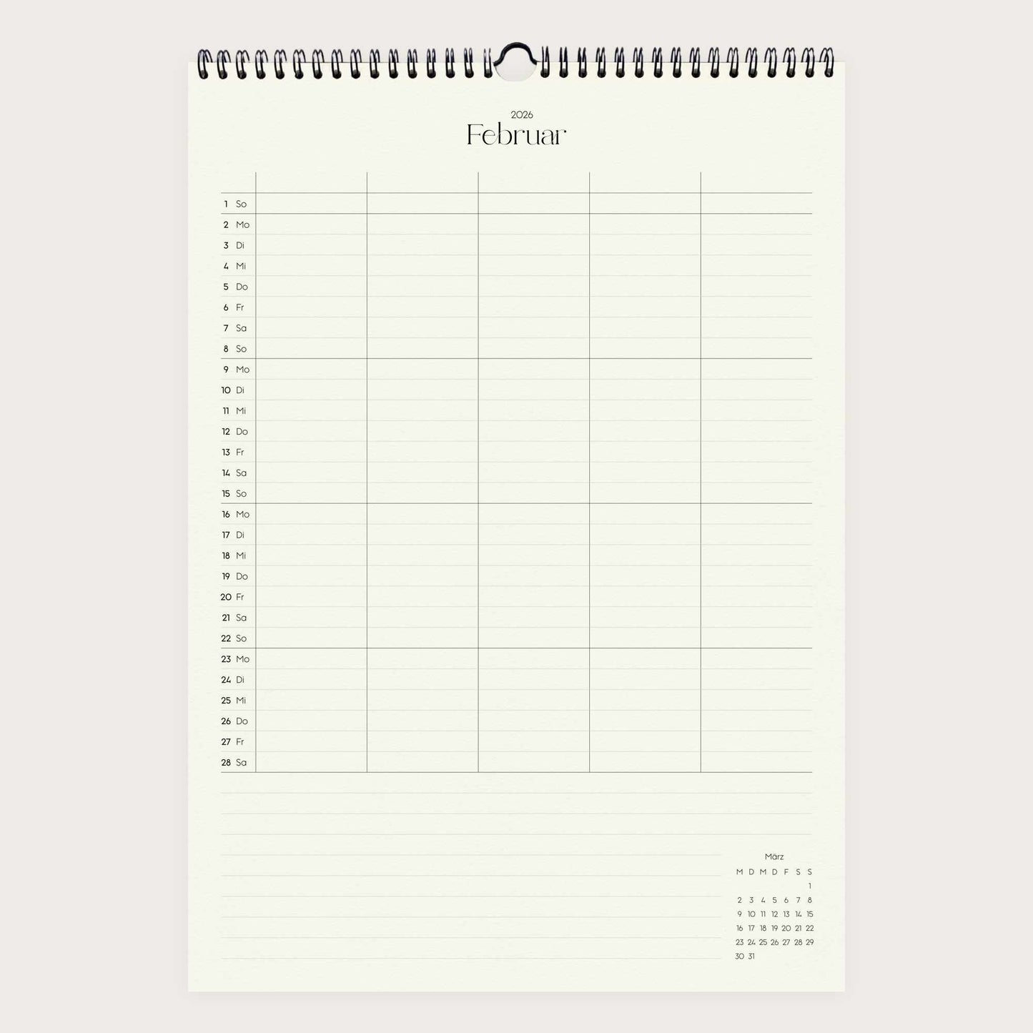 Wandkalender A3 2026 | Columns