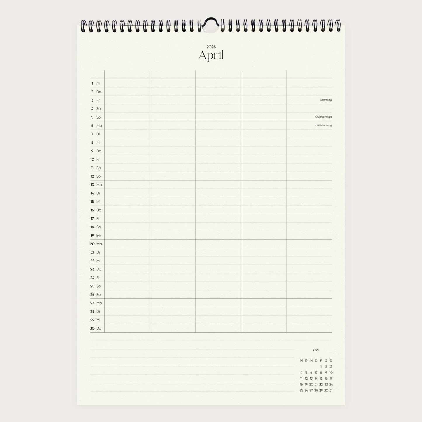 Wandkalender A3 2026 | Columns