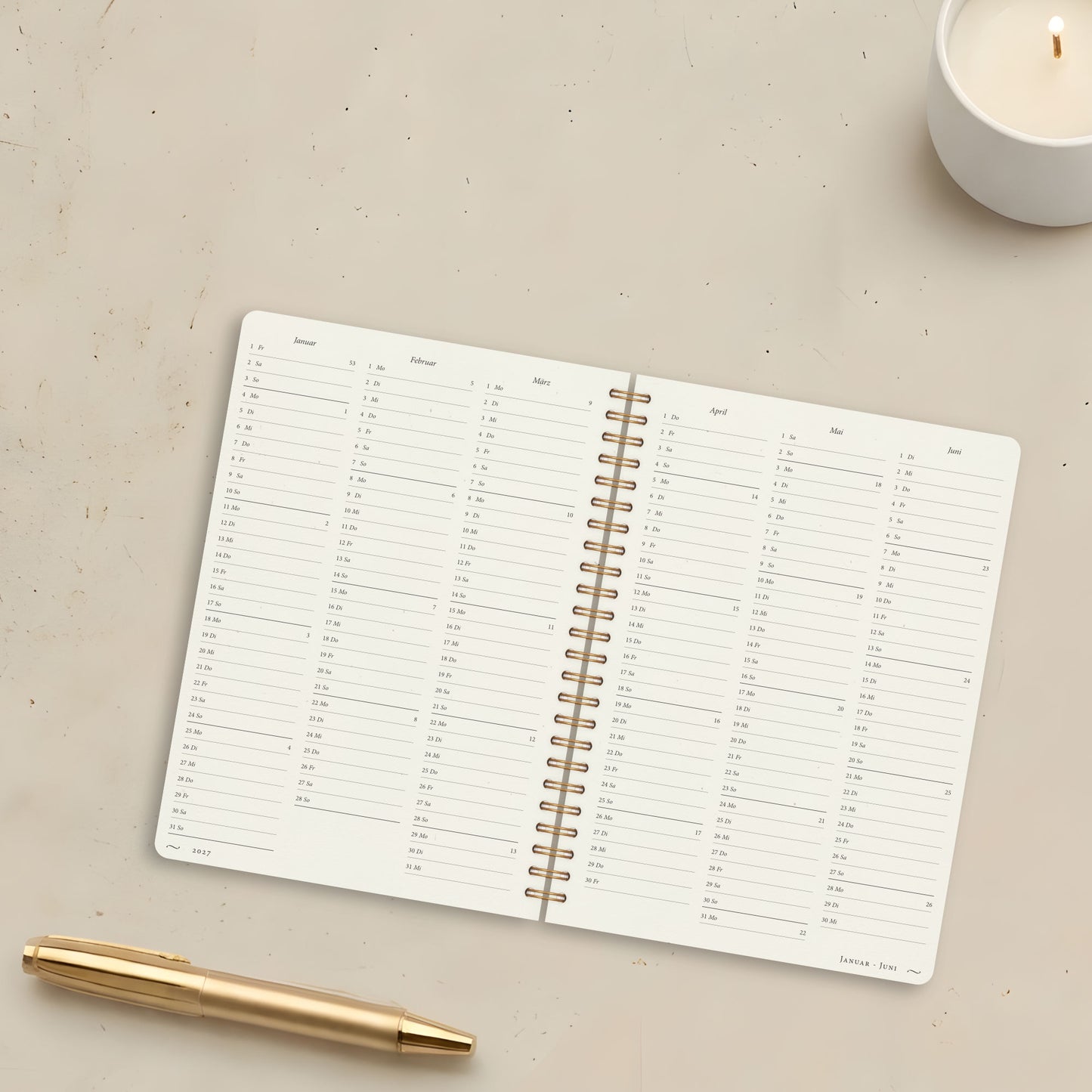 Kalender A5 2027 |  Hellgrau