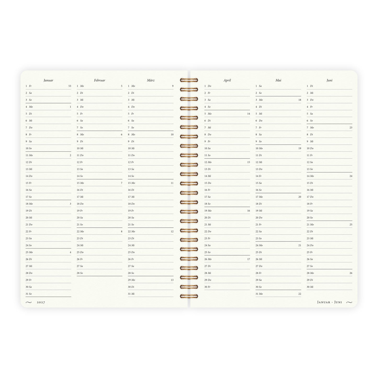 Kalender A5 2027 |  Blau
